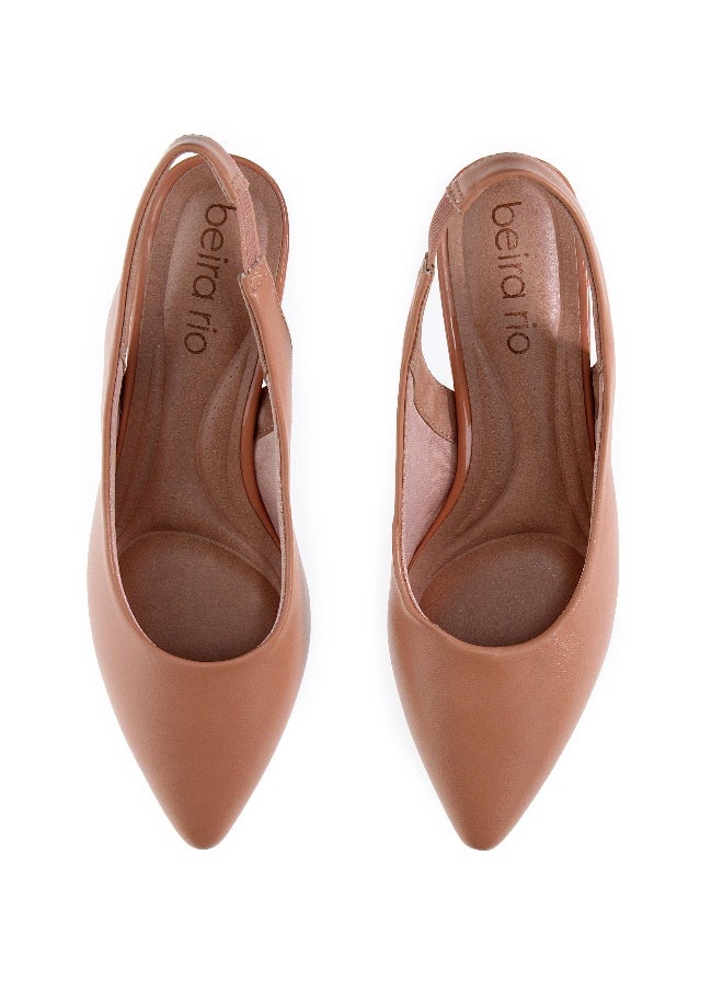 Beira Rio Beira Rio Ladies Mid Heel Sandals Beige | Made In Brazil  - Image 5
