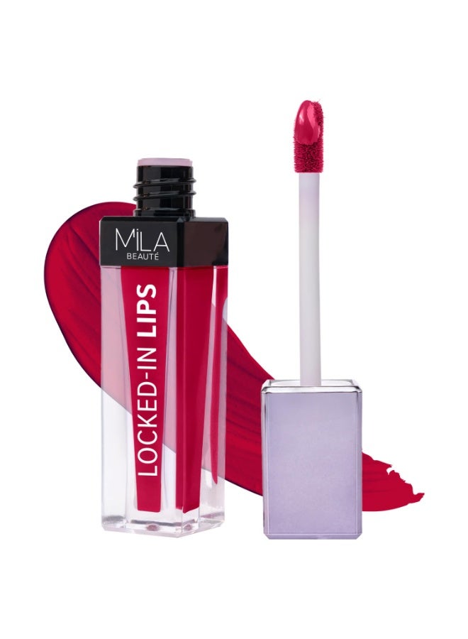 ميلا بيوتي أحمر الشفاه السائل "Locked In Lips" من ميلا بوتيه (MILA BEAUTÉ) | تركيبة ثابتة تدوم 12 ساعة ومقاومة للتلطخ، معززة بحمض الهيالورونيك | ألوان غنية وعالية الصبغة | الدرجة: Chilled Wine (4.5 جم) - Image 1