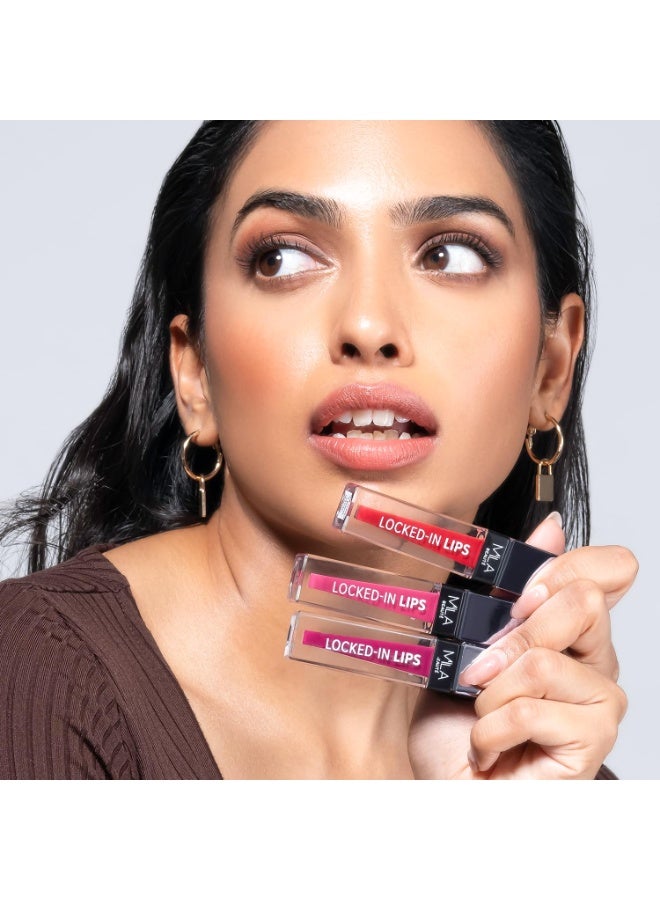 ميلا بيوتي أحمر الشفاه السائل "Locked In Lips" من ميلا بوتيه (MILA BEAUTÉ) | تركيبة ثابتة تدوم 12 ساعة ومقاومة للتلطخ، معززة بحمض الهيالورونيك | ألوان غنية وعالية الصبغة | الدرجة: Chilled Wine (4.5 جم) - Image 3