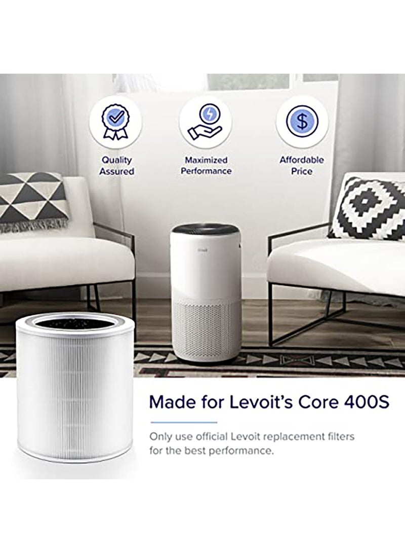 LEVOIT Core 400S True HEPA 3-Stage Original Replacement Filter, Core 400S-RF White LRF-C401S-WUS WHITE - Image 4