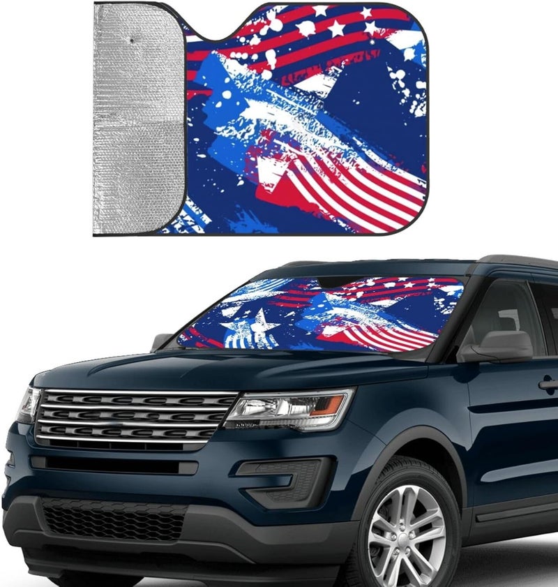 American Flag Car Windshield Sun Shade, Keeps Interior Cool, Foldable Sun Visor Protector, Fits Cars Trucks SUVs Small - Image 3