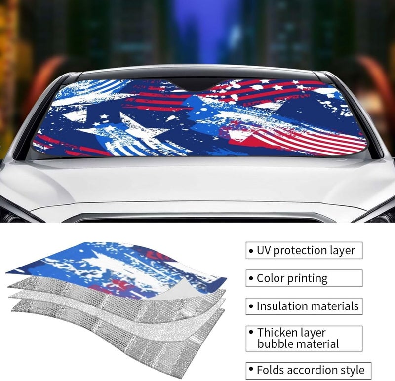 American Flag Car Windshield Sun Shade, Keeps Interior Cool, Foldable Sun Visor Protector, Fits Cars Trucks SUVs Small - Image 5