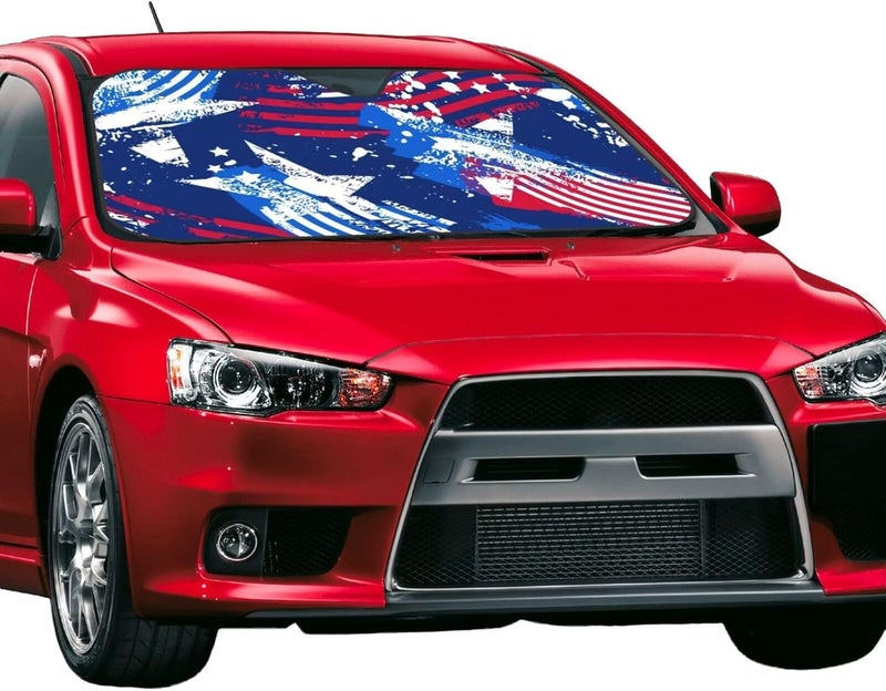 American Flag Car Windshield Sun Shade, Keeps Interior Cool, Foldable Sun Visor Protector, Fits Cars Trucks SUVs Small - Image 2