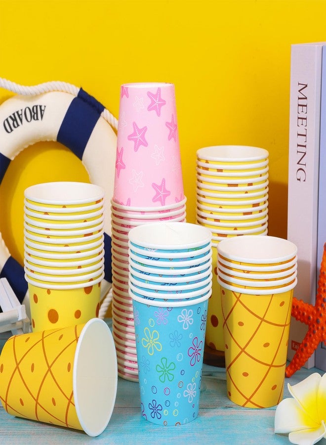 وولاين مجموعة أكواب هدايا حفلات أعياد الميلاد من Whaline، 100 قطعة، مصنوعة من الإسفنج الكرتوني، سعة 9 أونصات، بتصميمات مستوحاة من عالم البحار، والزهور، والفقاعات، ونجم البحر، وأكواب ورقية للشرب، مثالية لحفلات استقبال المولود الجديد. - Image 4