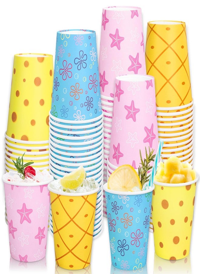وولاين مجموعة أكواب هدايا حفلات أعياد الميلاد من Whaline، 100 قطعة، مصنوعة من الإسفنج الكرتوني، سعة 9 أونصات، بتصميمات مستوحاة من عالم البحار، والزهور، والفقاعات، ونجم البحر، وأكواب ورقية للشرب، مثالية لحفلات استقبال المولود الجديد. - Image 1