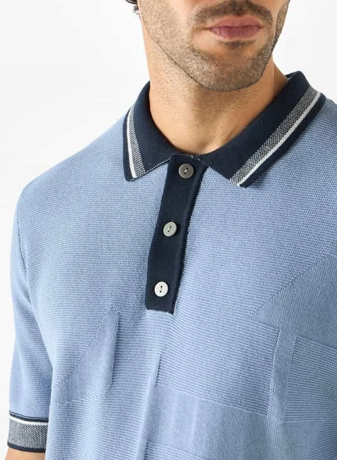 Iconic Iconic Textured Polo T-shirt with Short Sleeves