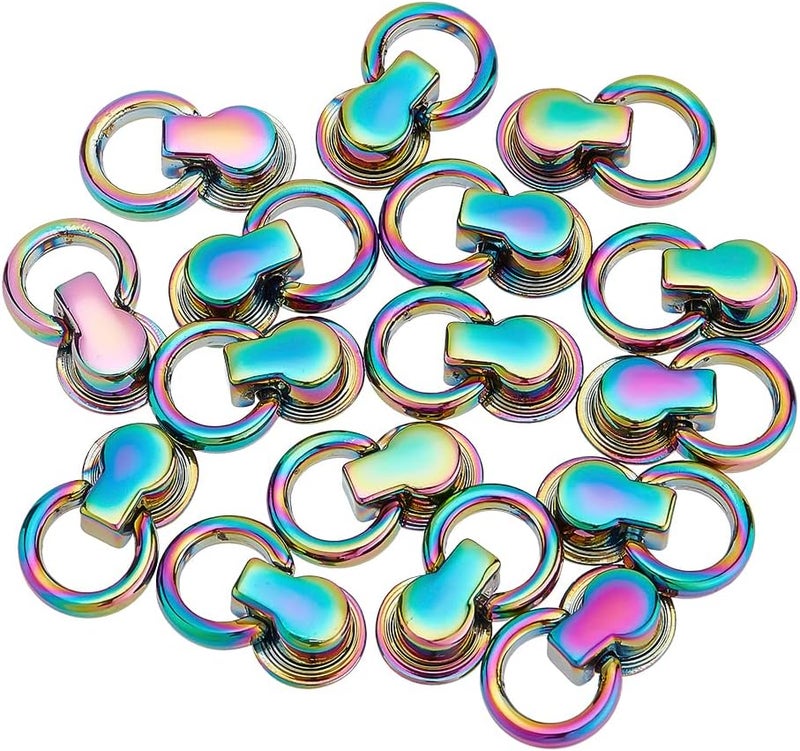 klarako 16pcs Metal Leather Bag Chain Buckle, Rainbow Purse Side Clip Buckle Bag Chain Strap Link Connector with O Ring Head Button Stud Screwback for DIY Handbag Shoulder Strap Shoe Making Accessories - Image 1