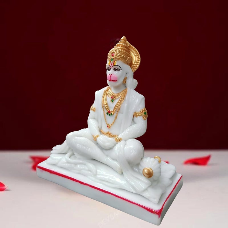 NIRAJ ART Panchmukhi Hanuman Ji Idol for Home Temple Marble Statue Showpiece Handcrafted Panchmukhi Hanuman Murti Marble Dust Murti Idol Statue for Home Decor Gifting Size White10 Inch - Image 5