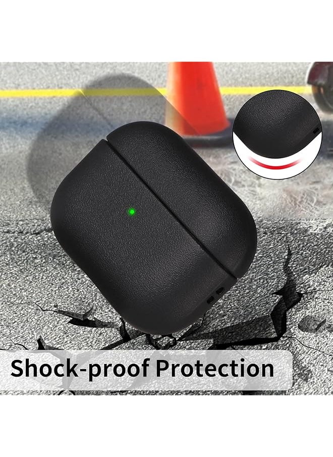 Compatible With Airpods 4Th Generation Case Cover With Active Noise Cancellation Retro Vegan Leather Shockproof Protective Case For Airpods 4 2024 With Wireless Charging And Lanyard Black