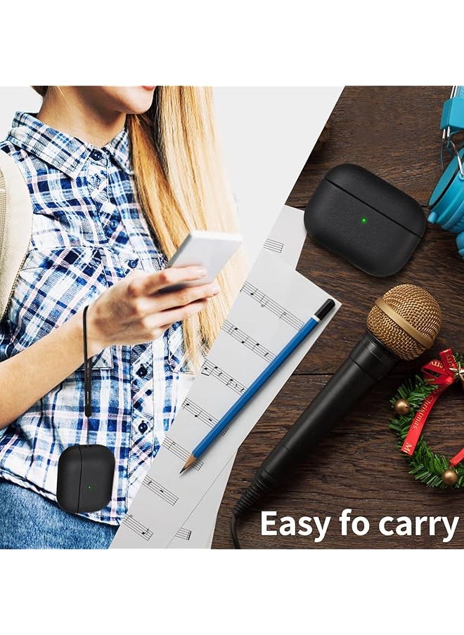 Compatible With Airpods 4Th Generation Case Cover With Active Noise Cancellation Retro Vegan Leather Shockproof Protective Case For Airpods 4 2024 With Wireless Charging And Lanyard Black