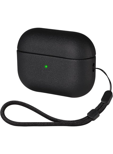 Compatible With Airpods 4Th Generation Case Cover With Active Noise Cancellation Retro Vegan Leather Shockproof Protective Case For Airpods 4 2024 With Wireless Charging And Lanyard Black