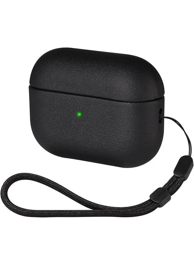 Compatible With Airpods 4Th Generation Case Cover With Active Noise Cancellation Retro Vegan Leather Shockproof Protective Case For Airpods 4 2024 With Wireless Charging And Lanyard Black