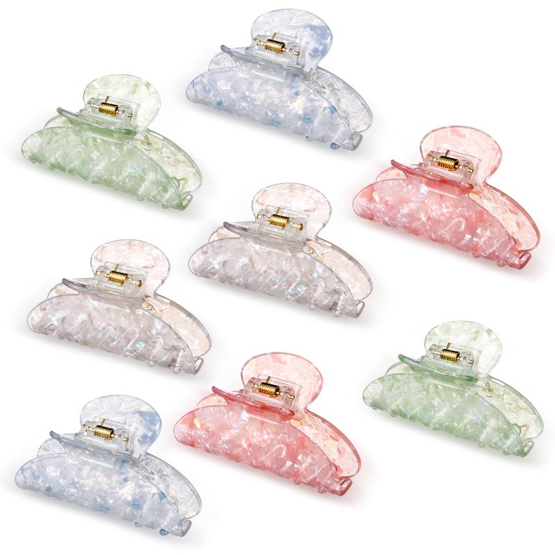 Yuxung 8 Pcs Large Acrylic Hair Claw Clips for Women Non-slip Strong Hold Jaw Clamps for Thick Thin Hair(French,Saturated Color) - Image 1