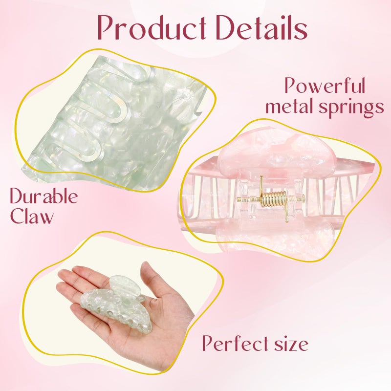 Yuxung 8 Pcs Large Acrylic Hair Claw Clips for Women Non-slip Strong Hold Jaw Clamps for Thick Thin Hair(French,Saturated Color) - Image 3