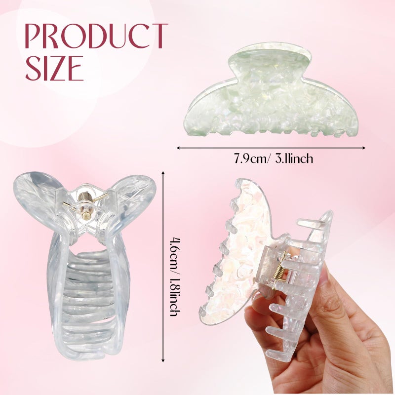 Yuxung 8 Pcs Large Acrylic Hair Claw Clips for Women Non-slip Strong Hold Jaw Clamps for Thick Thin Hair(French,Saturated Color) - Image 2