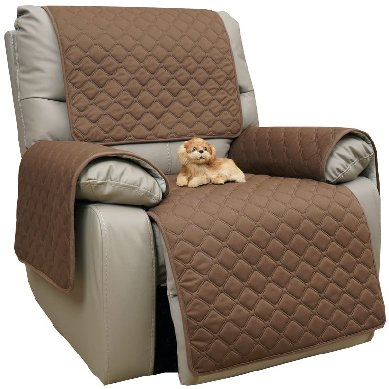 Eismodra Waterproof Recliner Chair Covers for Reclining Couch Slipcovers Seat CushionAntiSlip Sofa Cover for Dogs Pets Furniture Protector WashableBrown Set 4 Pieces
