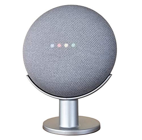 Mount Genie Pedestal for Nest Mini (2nd Gen) and Google Home Mini (1st Gen) | Improves Sound and Appearance | Cleanest Mount Holder Stand for Mini (Silver) - Image 1