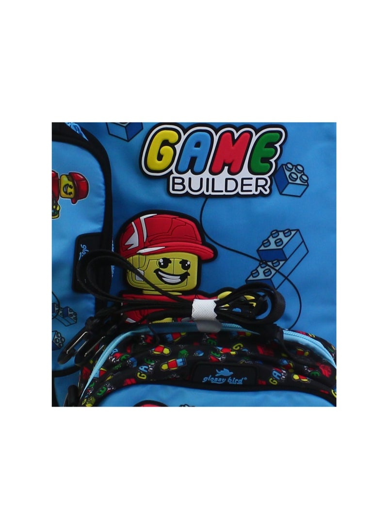 glossy bird School Set 17 Inches – Baby Blue & Black with Game Builder Design - Image 3
