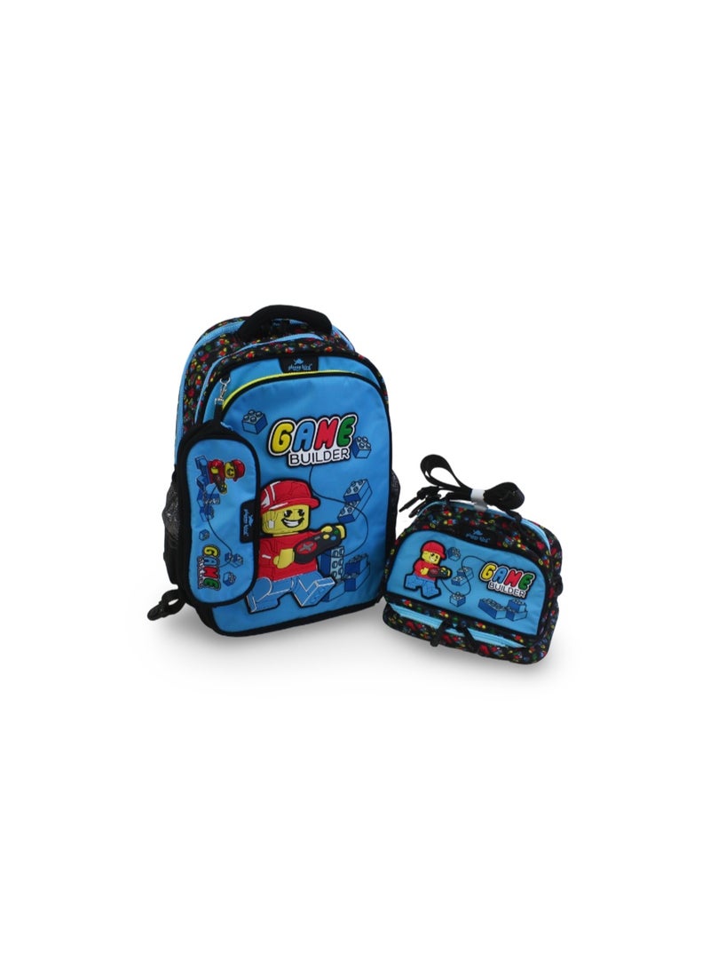glossy bird School Set 17 Inches – Baby Blue & Black with Game Builder Design - Image 1
