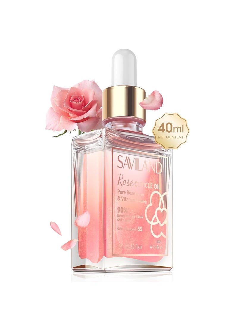 Saviland SAVILAND Cuticle Oil Vitamin E: 40ml Rosehip Nail Growth Oil Jojoba Mineral Nail Oil Plant-based Cuticle Oil For Nail Ultra Nourishing Repair Nail Strengthener For Thin Weak Damaged Nails 