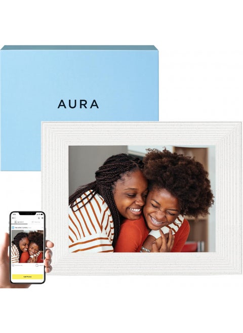 Aura Mason WiFi Digital Picture Frame | The Best Digital Frame for Gifting | Send Photos from Your Phone | Quick, Easy Setup in Aura App | Free Unlimited Storage | White Quartz