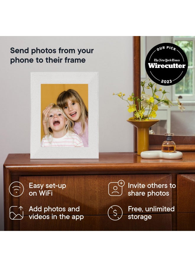 AURA - Aura Mason WiFi Digital Picture Frame | The Best Digital Frame for Gifting | Send Photos from Your Phone | Quick, Easy Setup in Aura App | Free Unlimited Storage | White Quartz - Image 1