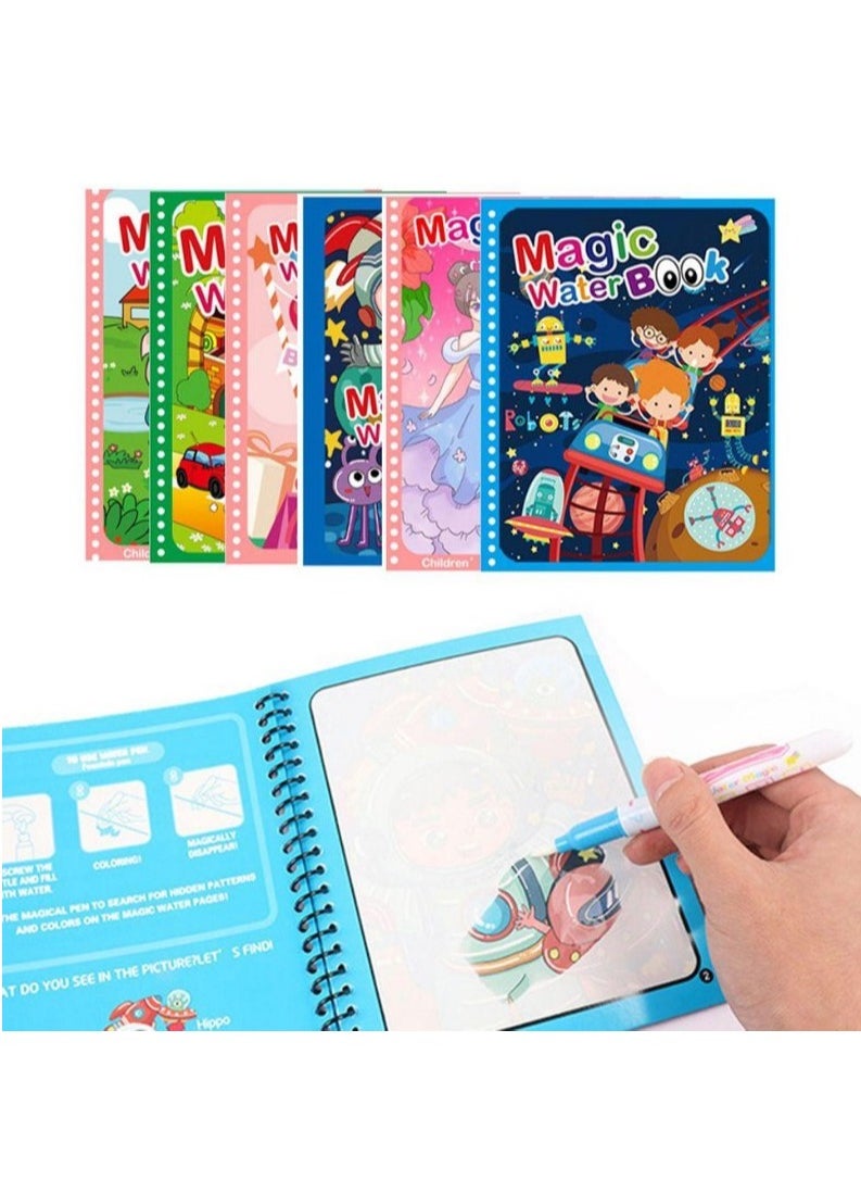 Generic 3 Books - Kids Magic Water Colouring Book Unlimited Fun with Water (multi-shape) for +3 kids, Coloring Drawing Reusable Water-Reveal Activity Pad, Chunky-Size Water Pen, Magic Coloring Book, Watercolor Magic Coloring Book, Sketchbook with Watercolor Magic Pen for Kids - Assorted Shapes, Fantastic Kids Toys, Magic Watercolor Coloring Book, Magic Water Book, Water Coloring Book, Doodling Paint with Water Magic Pen Painting Board, Children Education Drawing Toy, Water Coloring Book Toy Scribble Coloring Book with Magic Pen and Drawing Pad, Birthday Gift (multi-shape)  - Image 1