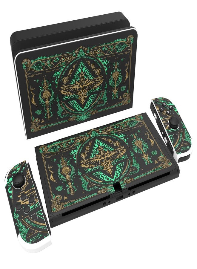 playvital Protective Skin Sticker for Nintendo Switch OLED, Decal Sticker Vinyl Compatible with Joycon&Console&Dock&Grip, Kingdom Totem - Image 1