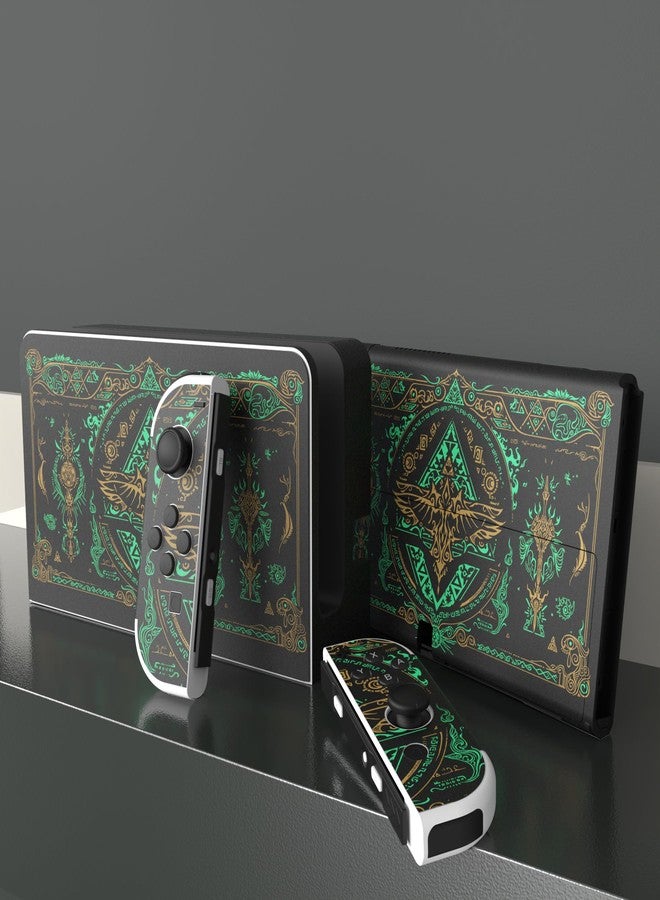 playvital Protective Skin Sticker for Nintendo Switch OLED, Decal Sticker Vinyl Compatible with Joycon&Console&Dock&Grip, Kingdom Totem - Image 3