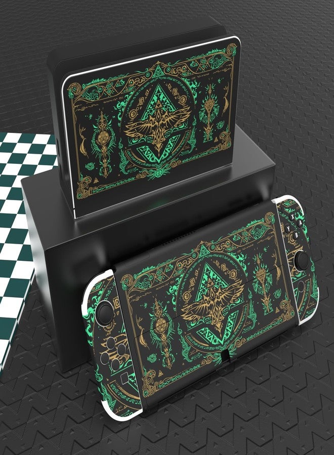 playvital Protective Skin Sticker for Nintendo Switch OLED, Decal Sticker Vinyl Compatible with Joycon&Console&Dock&Grip, Kingdom Totem - Image 2