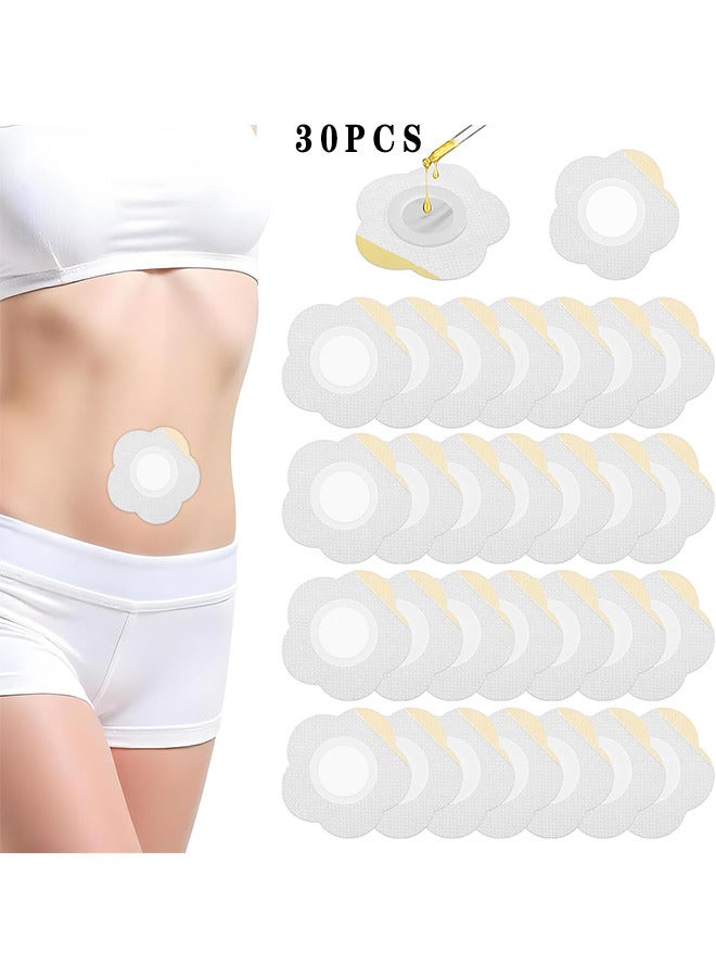 30 قطعة غلاف زيت الخروع لزر البطن ، غلاف زر البطن ذاتي اللصق عالي امتصاص الماء لزيت الخروع غلاف زيت مقاوم للماء غير مدرج (أبيض) - Image 1