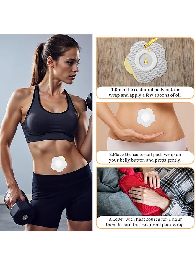 30 قطعة غلاف زيت الخروع لزر البطن ، غلاف زر البطن ذاتي اللصق عالي امتصاص الماء لزيت الخروع غلاف زيت مقاوم للماء غير مدرج (أبيض) - Image 4