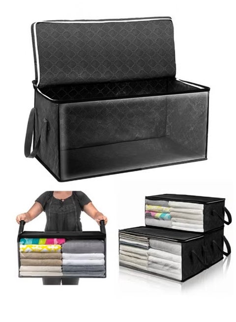 حقائب تخزين، صناديق تخزين ملابس، منظمات خزانة قابلة للطي، حاويات تخزين بمقبض معزز للملابس والبطانيات والألحفة وملاءات السرير والوسائد والألعاب