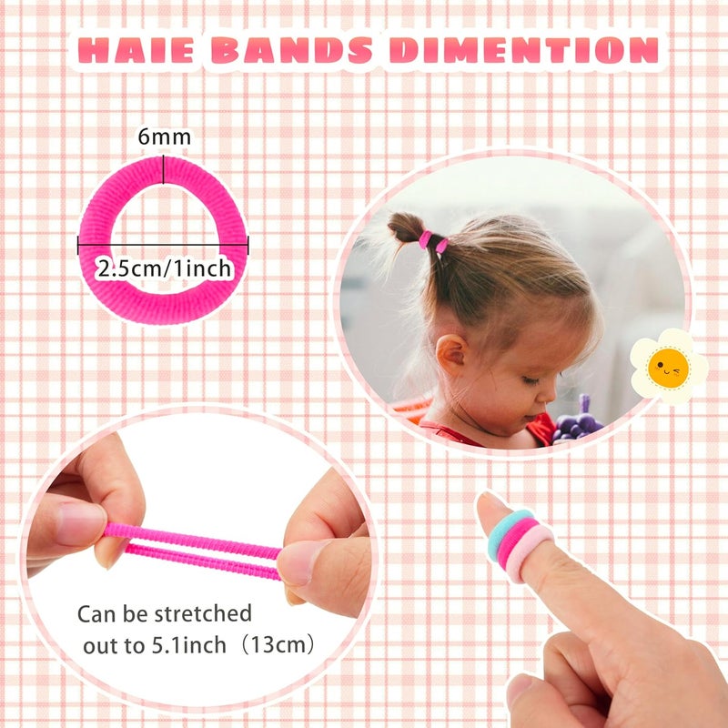 TaShow 360 Pcs Baby Hair Ties 24 Colors Cotton Toddler Hair Ties with Organizer Box 1 Inch Seamless Baby Hair Bands for Toddler Girls Soft Elastic Ponytail Holders with 5 Hair Loop Styling Tools - Image 4