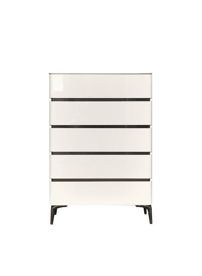 DANUBE HOME Santelmo 5 Drawer Chest Multifunctional Storage Organiser|Space Saving Drawer Chest Modern Design Furniture For Bedroom Living Room L80xW45xH117cm-Light Beige  - Image 3