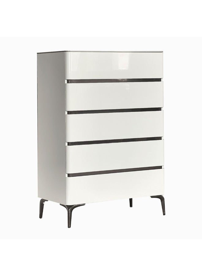 DANUBE HOME Santelmo 5 Drawer Chest Multifunctional Storage Organiser|Space Saving Drawer Chest Modern Design Furniture For Bedroom Living Room L80xW45xH117cm-Light Beige  - Image 5
