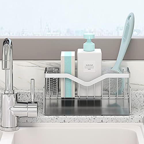 MINGFANITY Kitchen Sink Caddy Sponge Holder, Quick Draining, SUS 304 Stainless Steel Sponge Organizer, Basket for Cleaning and Scrub Tool, Kitchen Sink Brush Caddy Holder - Image 4