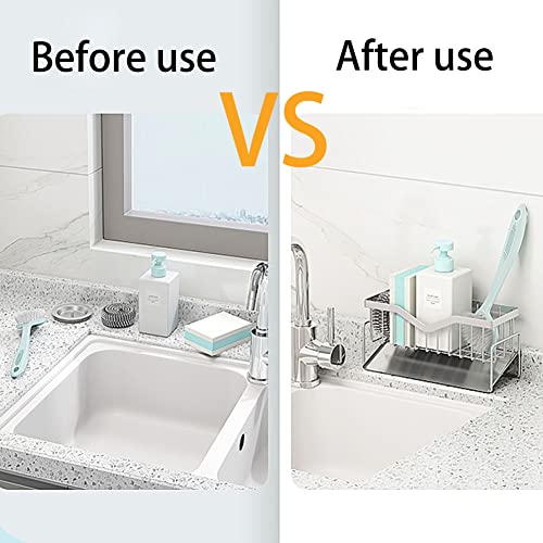 MINGFANITY Kitchen Sink Caddy Sponge Holder, Quick Draining, SUS 304 Stainless Steel Sponge Organizer, Basket for Cleaning and Scrub Tool, Kitchen Sink Brush Caddy Holder - Image 5