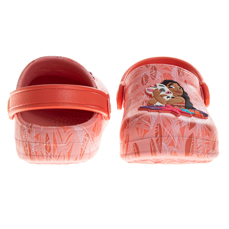 Josmo Kids Moana Clog Sandal Waterproof Slip-On Slides for Girls - Moana and Pua Closed Toe Clogs with Backstrap - Coral Pink Red (Size 11-12 Little Kid) - Image 3