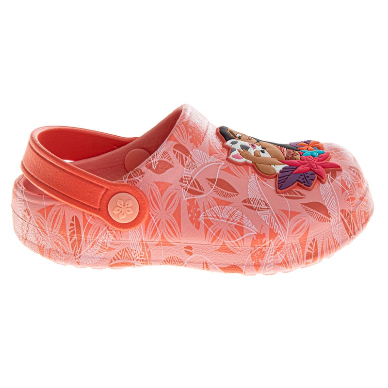 Josmo Kids Moana Clog Sandal Waterproof Slip-On Slides for Girls - Moana and Pua Closed Toe Clogs with Backstrap - Coral Pink Red (Size 11-12 Little Kid) - Image 2