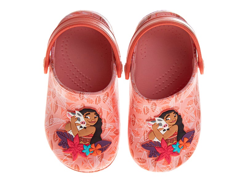 Josmo Kids Moana Clog Sandal Waterproof Slip-On Slides for Girls - Moana and Pua Closed Toe Clogs with Backstrap - Coral Pink Red (Size 11-12 Little Kid) - Image 1