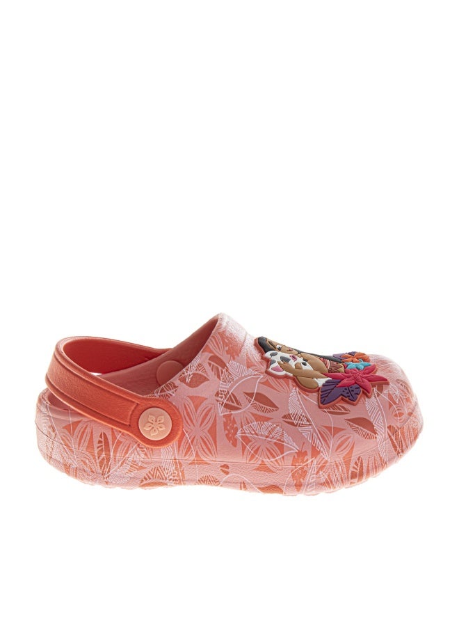 Josmo Kids Moana Clog Sandal Waterproof Slip-On Slides for Girls - Moana and Pua Closed Toe Clogs with Backstrap - Coral Pink Red (Size 11-12 Little Kid) - Image 1