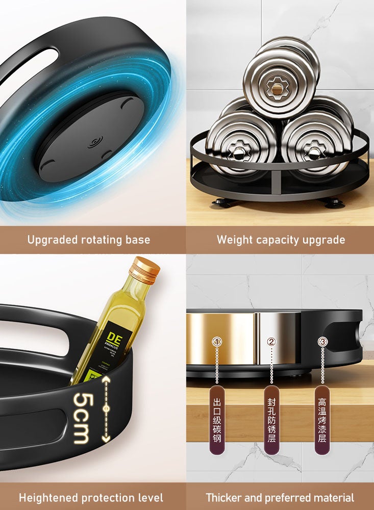 Perfii Rotating Kitchen Spice Rack - Multi-Functional with Round Corner Seasoning and Condiments Organizer for Kitchen and Home Space Saving - Image 4