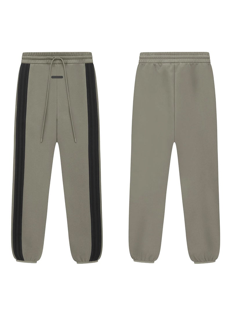 Generic - FOG Street Style American Brand Color Blocking Sweatpants Loose Fit Casual Summer Trousers Trendy Ankle Length Pants Men Women Apricot and black - Image 1
