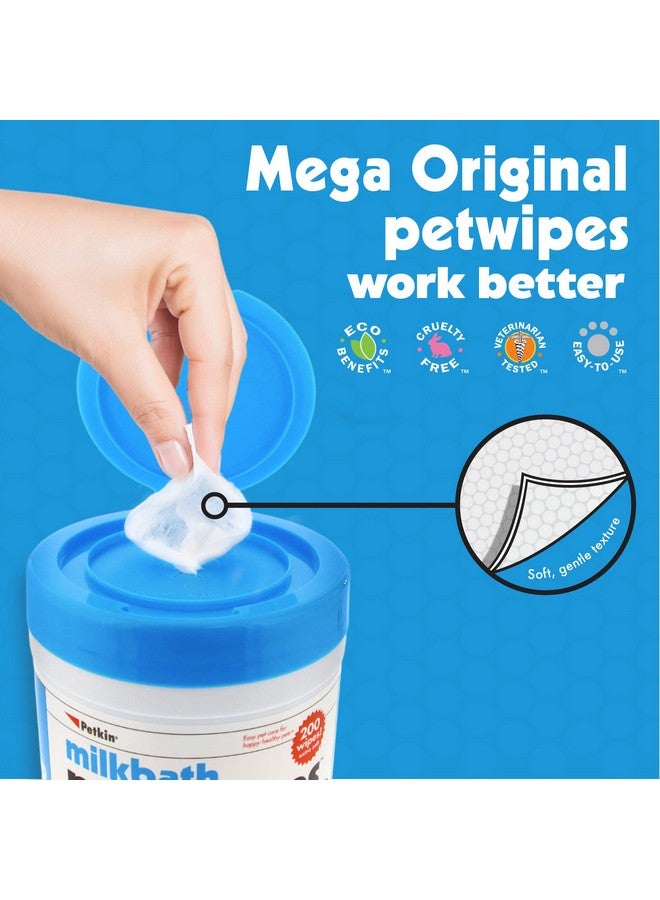 بيتكين مناديل Petkin Mega PetWipes، 200 منديل - مناديل مبللة للحيوانات الأليفة للكلاب والقطط - للوجه والكفوف والأذنين والجسم ومنطقة العين - مناديل تنظيف الكلاب فائقة الراحة، مثالية للمنزل أو السفر - سهلة الاستخدام - Image 4