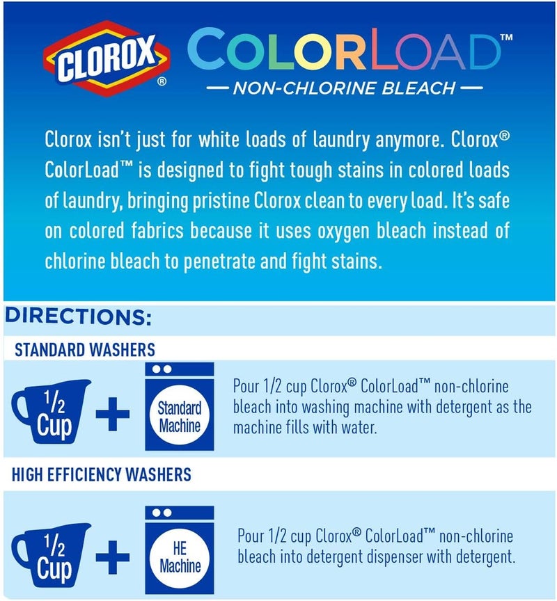 ColorLoad Non-Chlorine Bleach, 60 Ounce Bottle, Pack of 2, 120 Ounces Total