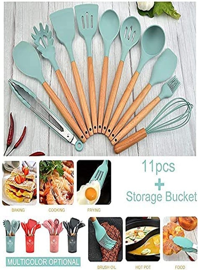 DARKZONE 11PCS Kitchen Utensil Set with Holder Non-Stick Cookware Silicone Spatula Set with Kitchen Utensil Holder Silicone Kitchen Set Silicone Cooking Utensils for Your Beautiful Kitchen(Multi Color) (11 Pieces Set) - Image 5
