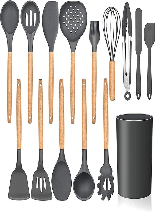 DARKZONE 11PCS Kitchen Utensil Set with Holder Non-Stick Cookware Silicone Spatula Set with Kitchen Utensil Holder Silicone Kitchen Set Silicone Cooking Utensils for Your Beautiful Kitchen(Multi Color) (11 Pieces Set) - Image 2