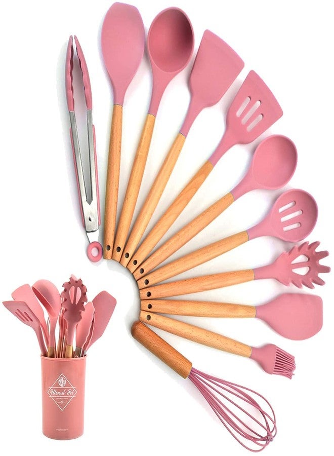 DARKZONE 11PCS Kitchen Utensil Set with Holder Non-Stick Cookware Silicone Spatula Set with Kitchen Utensil Holder Silicone Kitchen Set Silicone Cooking Utensils for Your Beautiful Kitchen(Multi Color) (11 Pieces Set) - Image 1