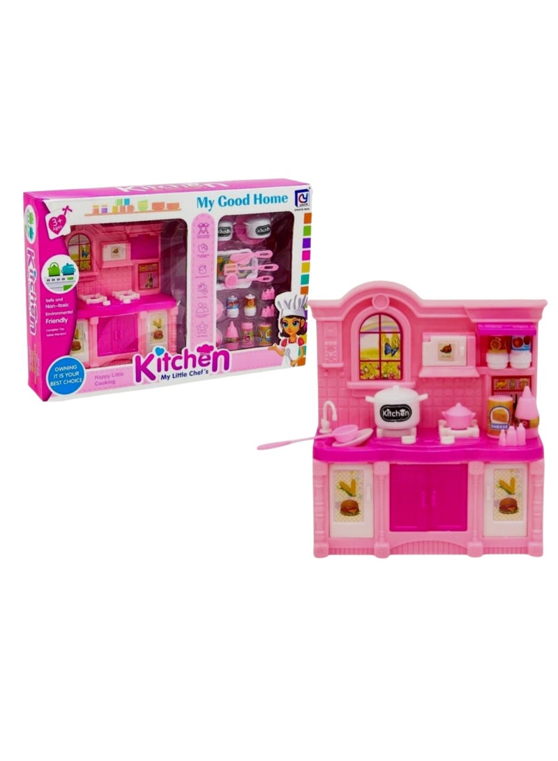Happy Family Doll House Play Set With Furniture For Kids 